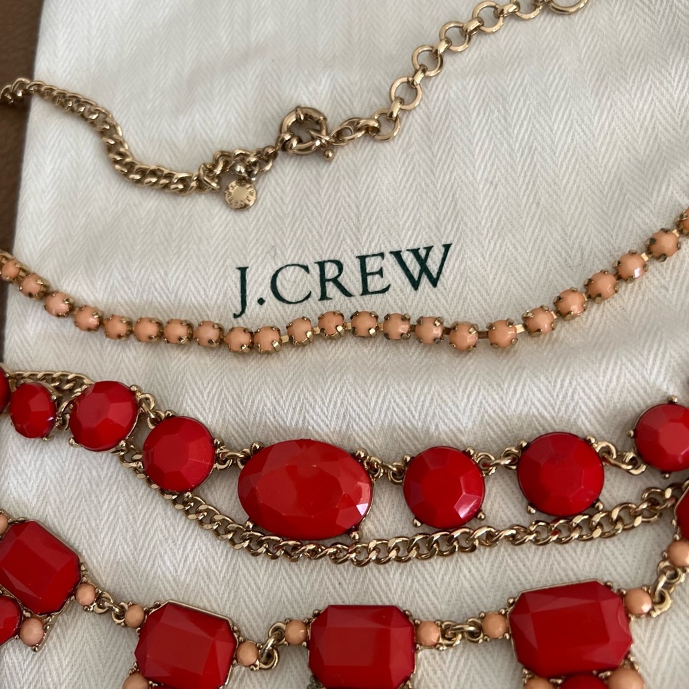 J. Crew Red + Coral Statement necklace